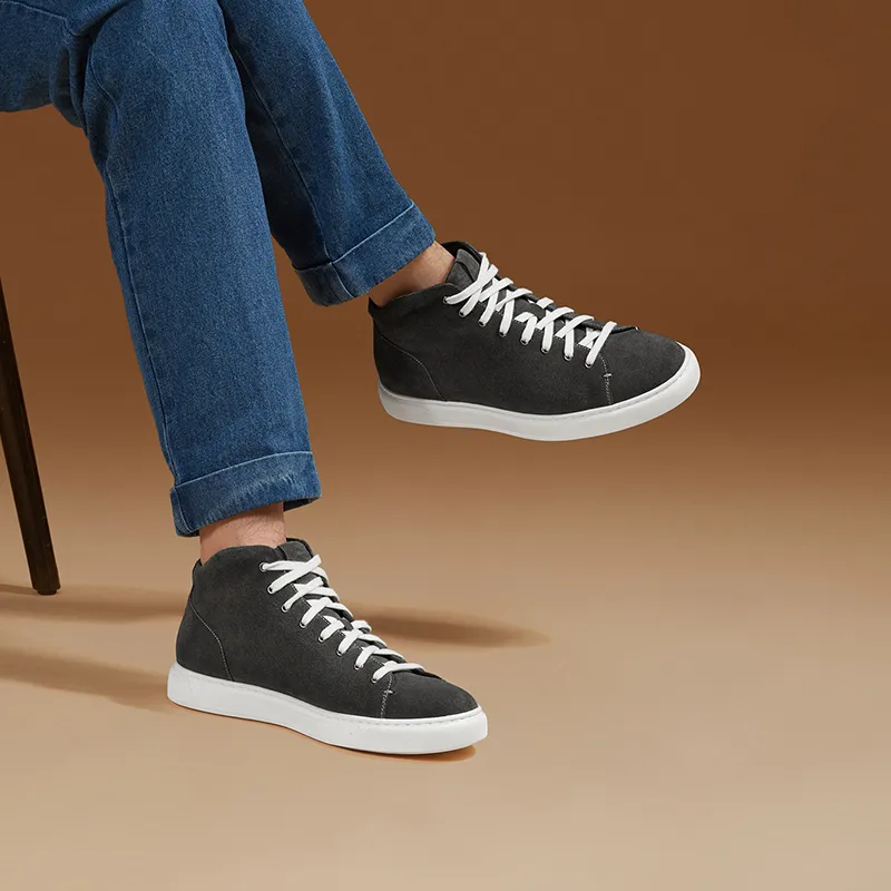 THOM WILLS Skateboard Shoes Men High Top Dark Gray-5