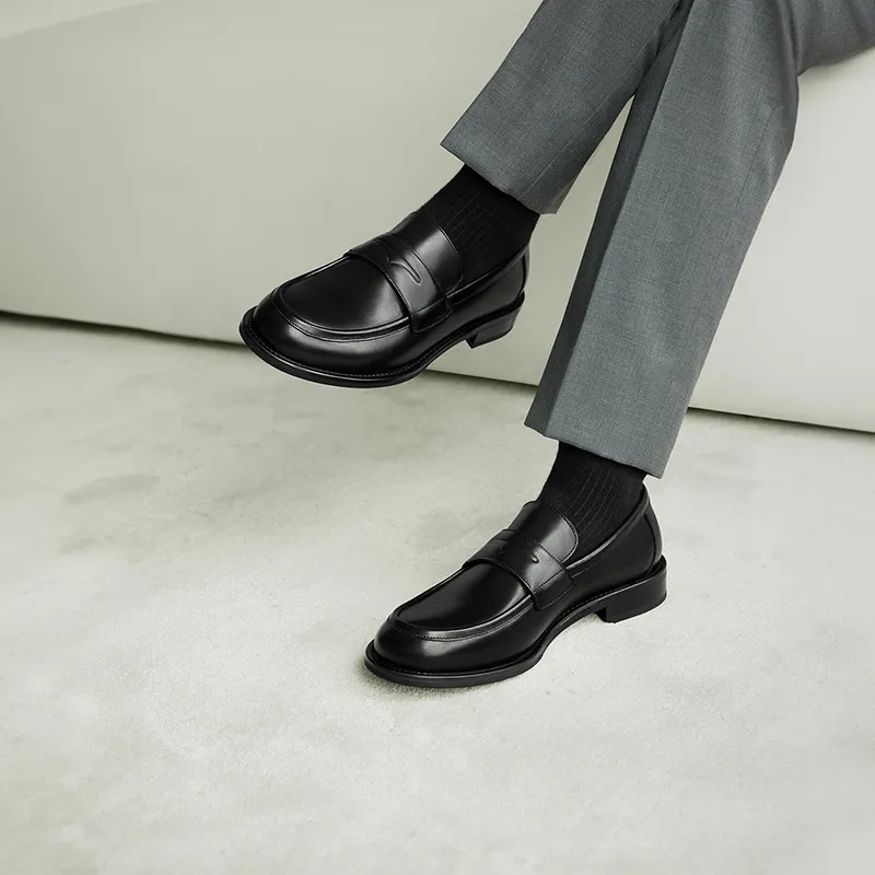 THOM WILLS British Business Casual Versatile Slip on Loafers Men's Black-12