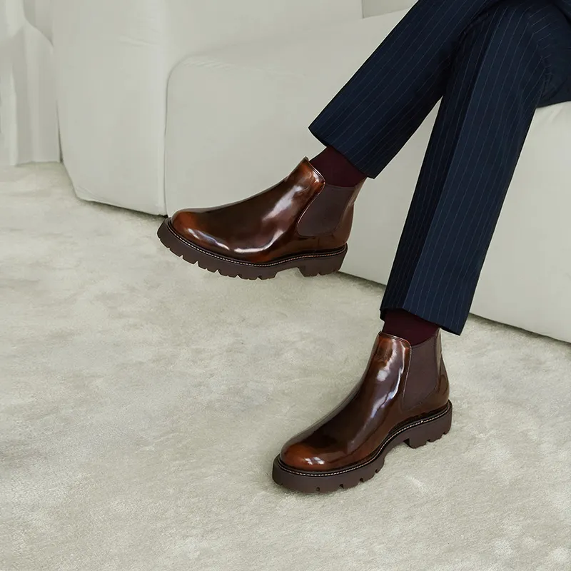 THOM WILLS Chelsea Boots Men Yellow Brown-5