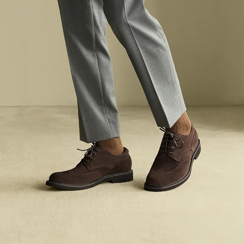 THOM WILLS British Business Round Tip Derby Shoes Casual Shoes Men's Dark Coffee-7