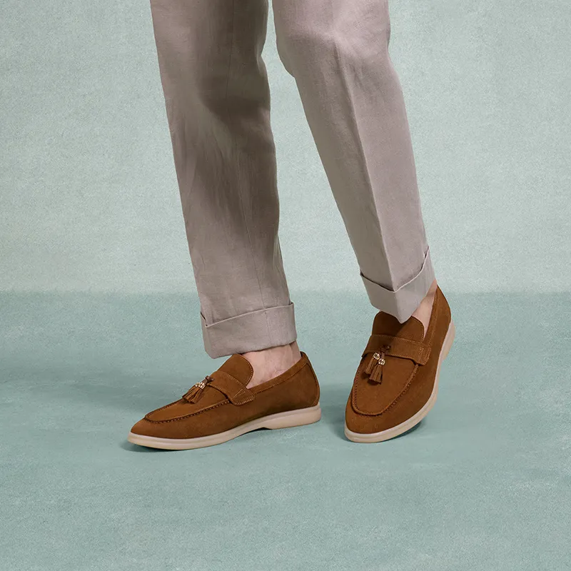 THOM WILLS British Style Business Casual Suede Slip on Loafers Men's-6