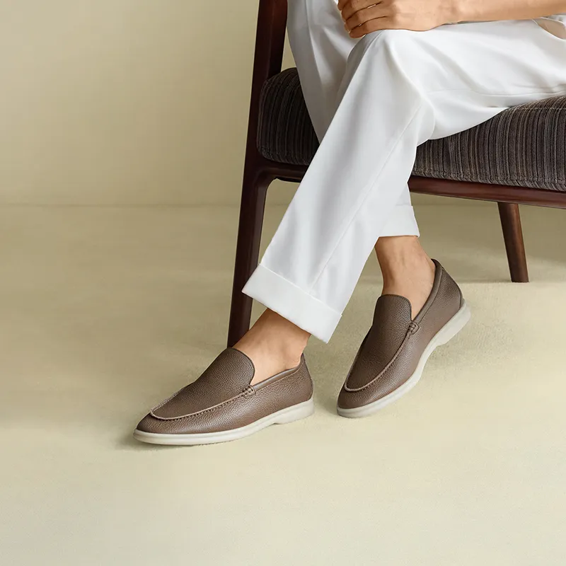 THOM WILLS British Business Calfskin Slip on Slip on Casual Shoes Men's Light Umber-6