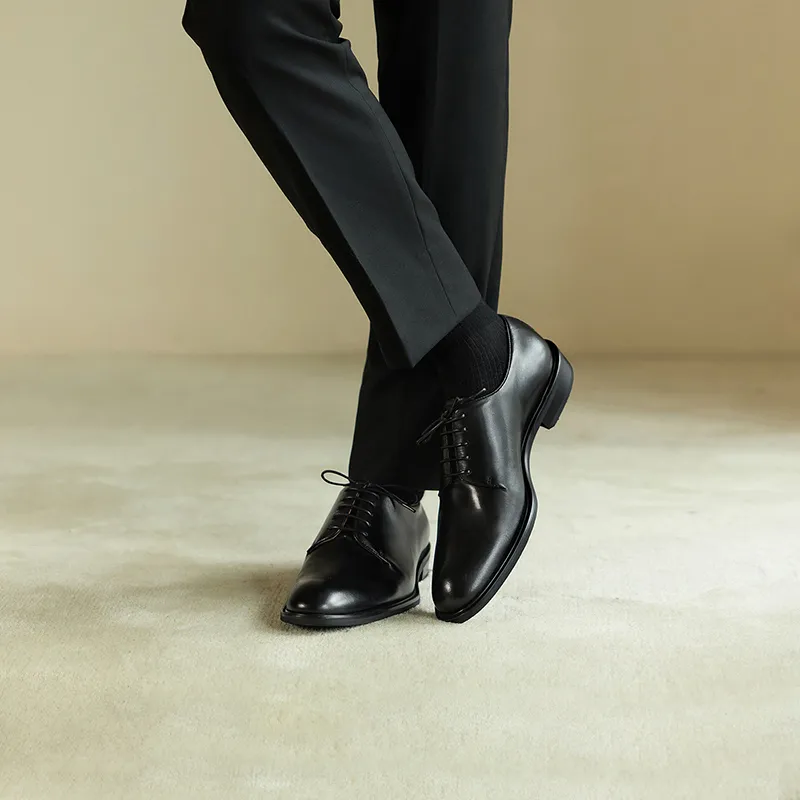 THOM WILLS British Business Calfskin Derby Shoes Dress Shoes Men's Black-5