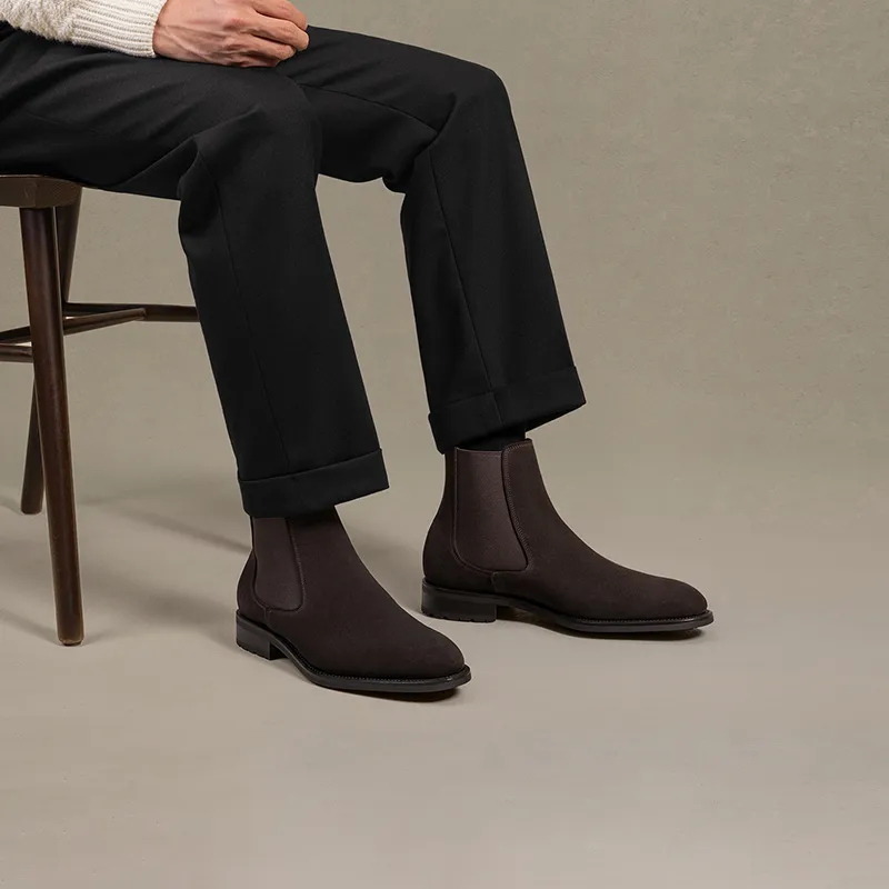THOM WILLS Short Chelsea Boots Men's Dark Coffee-6