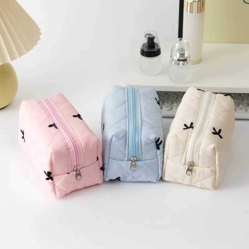 ZHIYIN Bowknot Storage Bag Portable Makeup Bag Refined Personal Care Storage Bag For Women's Make up Tools-2