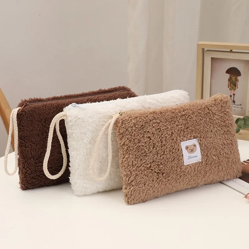ZHIYIN Portable Plush Storage Bag With Large Capacity For Travel And Skincare Products Make up Tools-3
