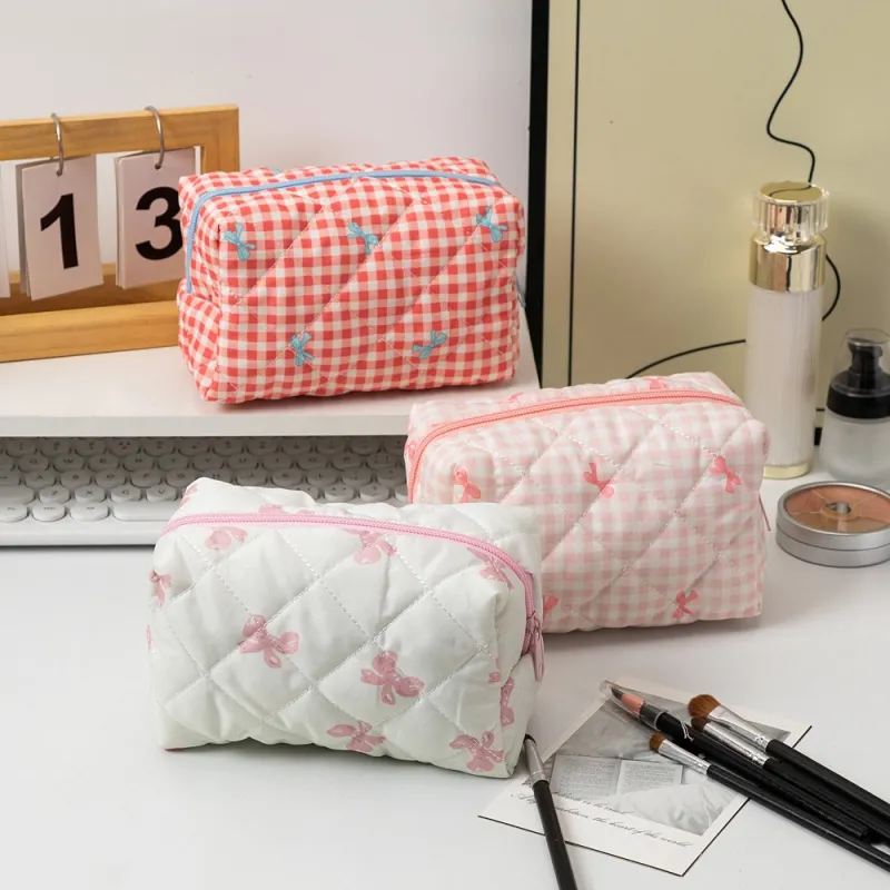 ZHIYIN Bowknot Square Portable Skincare Storage Bag Large Capacity Travel Toiletry Bag Make up Tools-6
