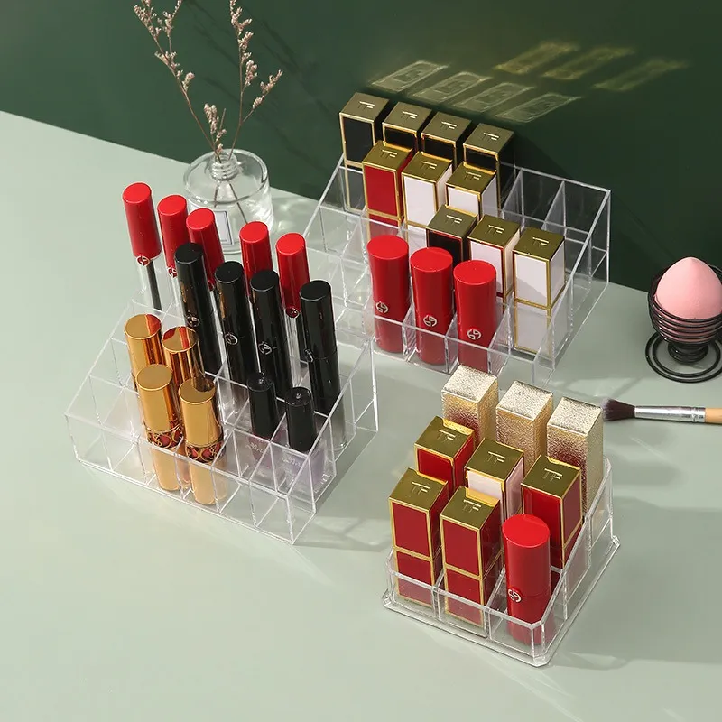 ZHIYIN Transparent Lipstick Storage Racks & Shelves Organizer Box Desktop Lipstick Rack Storage Box Makeup Tool-2