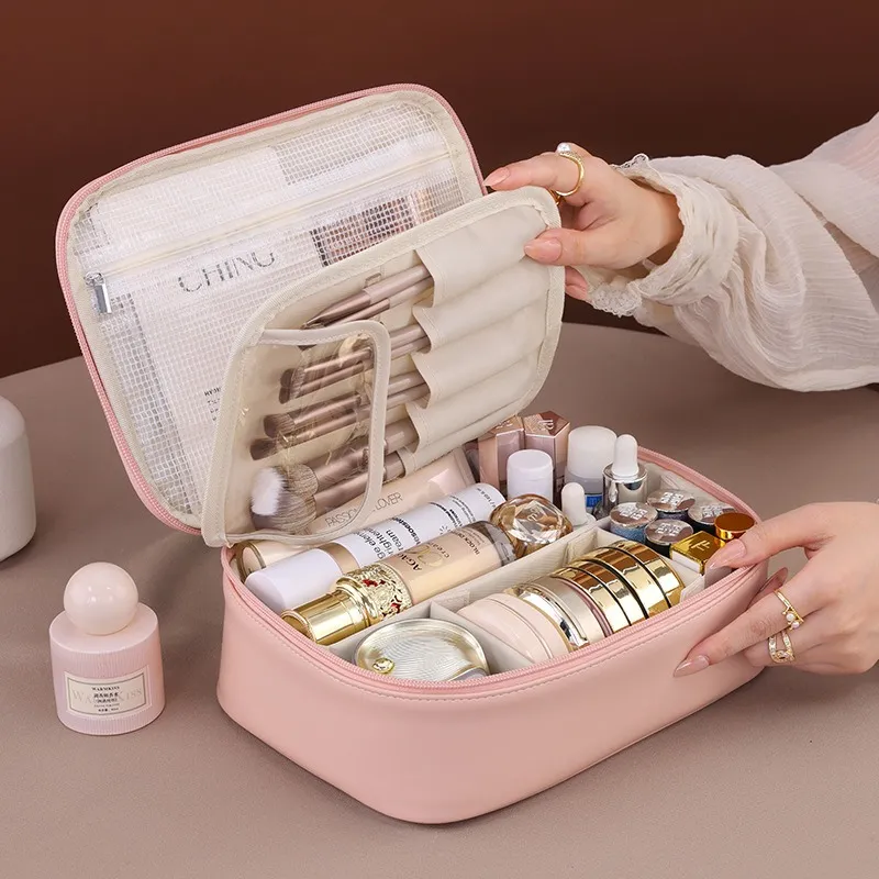 ZHIYIN Freely Divisible Large Capacity Outbound Portable Travel Storage Bag, Portable Toiletry Bag Make up Tools-3