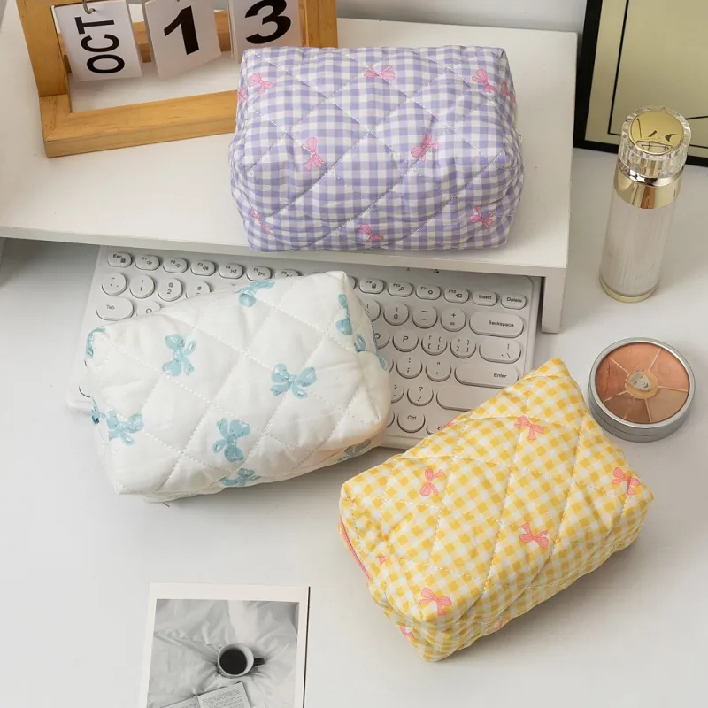 ZHIYIN Bowknot Square Portable Skincare Storage Bag Large Capacity Travel Toiletry Bag Make up Tools-8