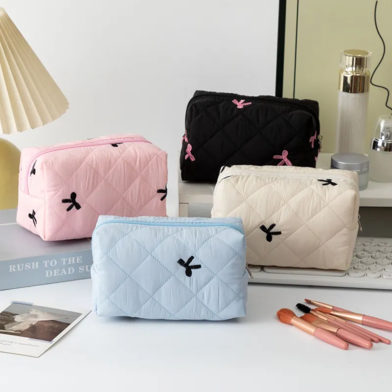 ZHIYIN Bowknot Storage Bag Portable Makeup Bag Refined Personal Care Storage Bag For Women's Make up Tools-5