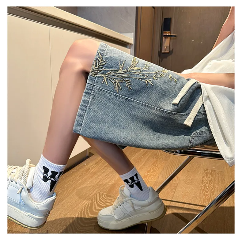 FANACULT Denim Shorts Unisex Light Blue-5