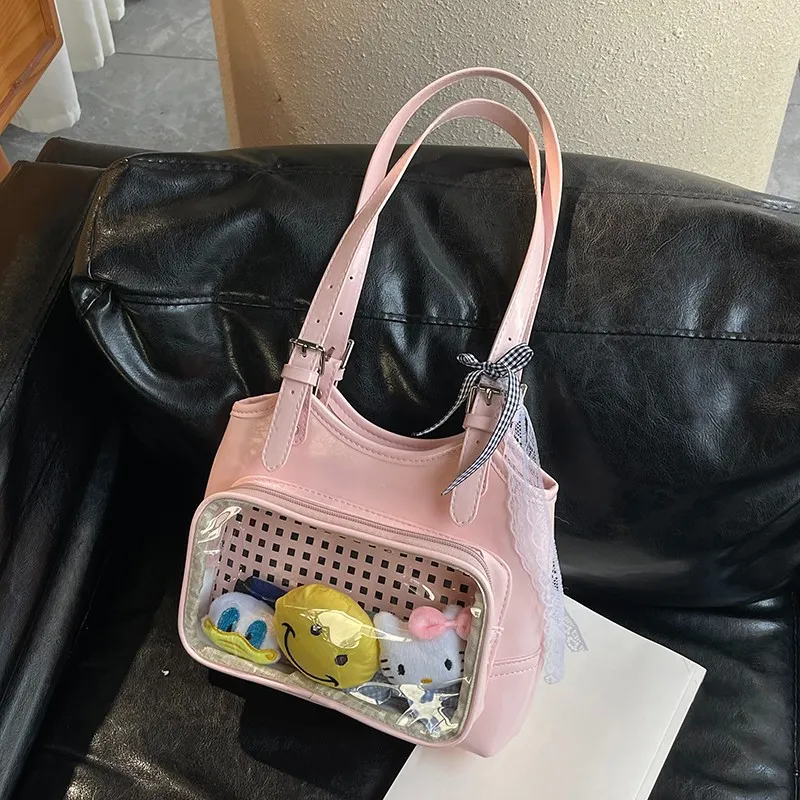 PARK DANCE PU Shoulder Bag Women's Ecru/Black/Green/Blue/Pink-8