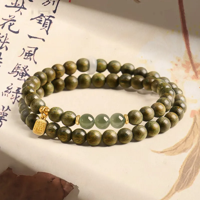 ZUIWENGLANGYASHANWENCHUANG Green Sandalwood Bracelets Women's-2