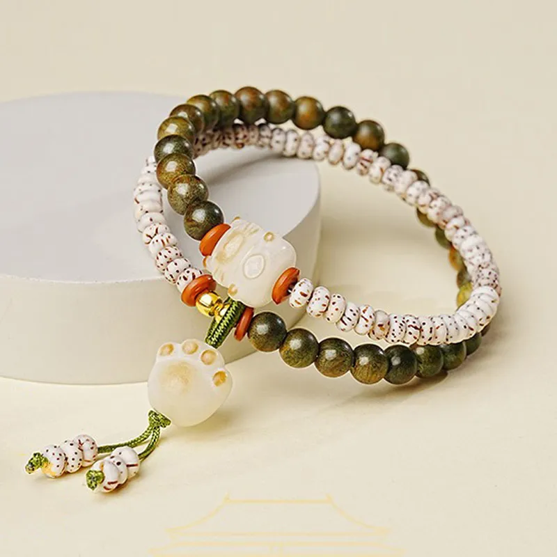 ZUIWENGLANGYASHANWENCHUANG Green Sandalwood Bracelets Unisex-1