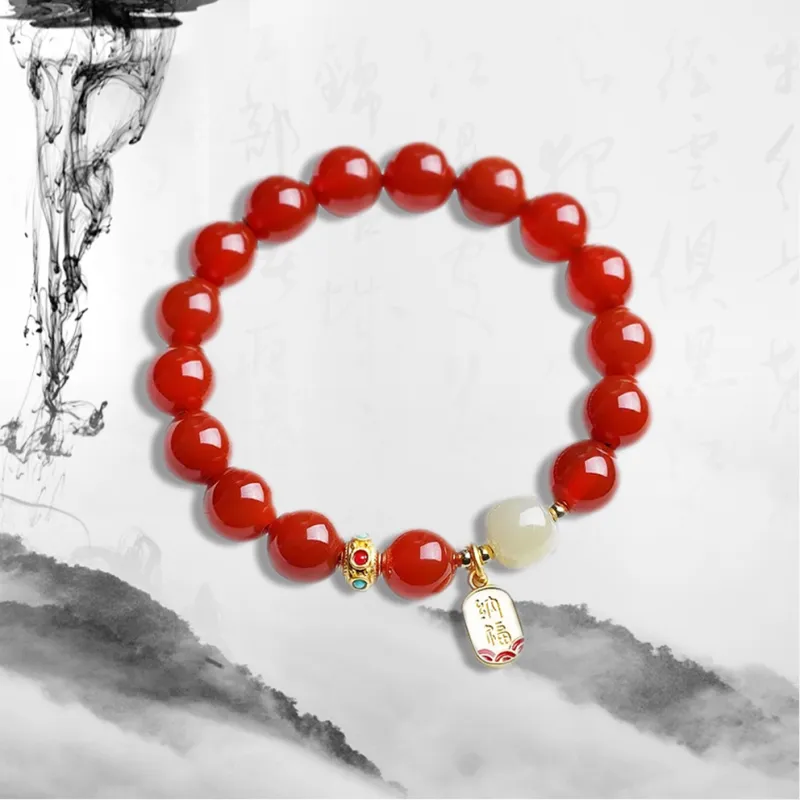 ZUIWENGLANGYASHANWENCHUANG Cinnabar Bracelets Unisex-2