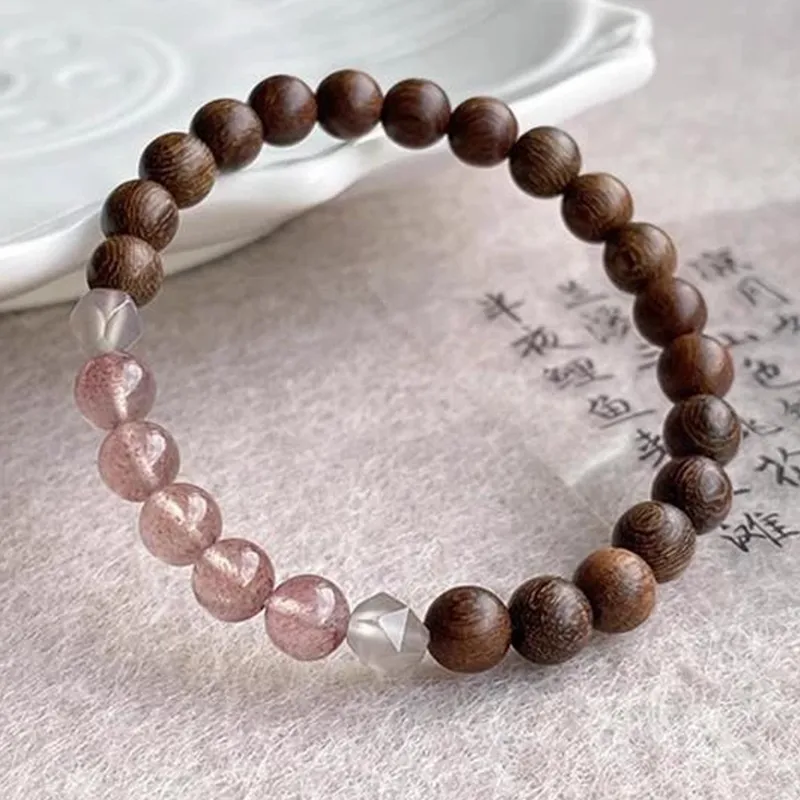 ZUIWENGLANGYASHANWENCHUANG Golden Sandalwood Bracelets Women's-2