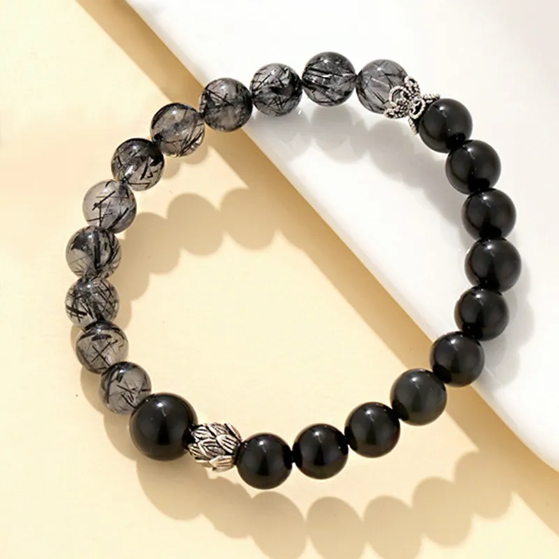 ZUIWENGLANGYASHANWENCHUANG Obsidian Bracelets Unisex-2