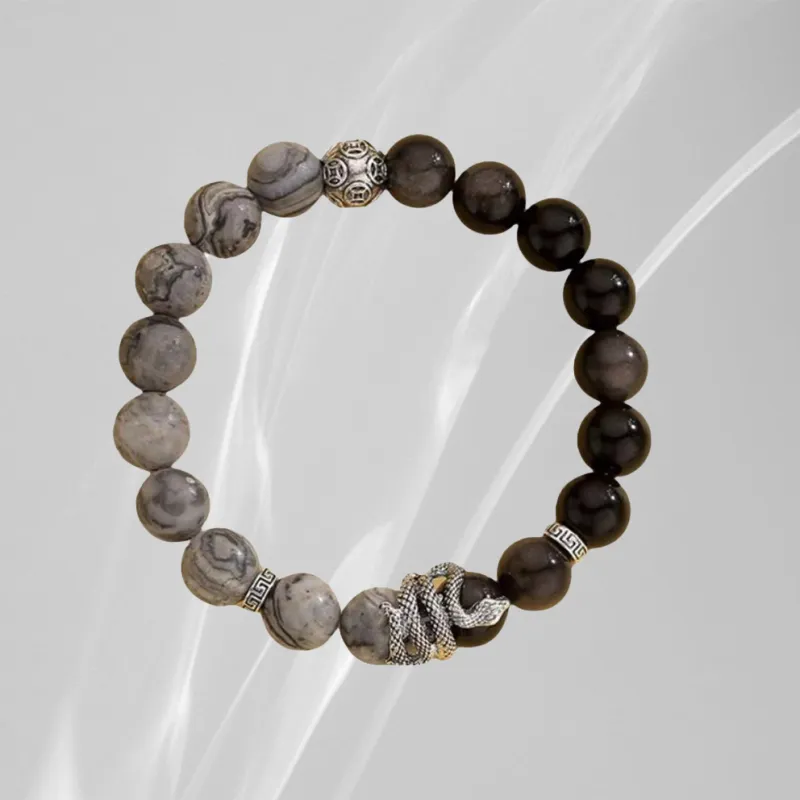 ZUIWENGLANGYASHANWENCHUANG Obsidian Bracelets Unisex-6