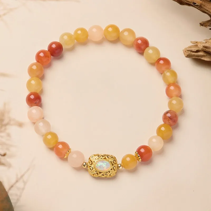 ZUIWENGLANGYASHANWENCHUANG Golden Silk Jade Bracelets Women's-1