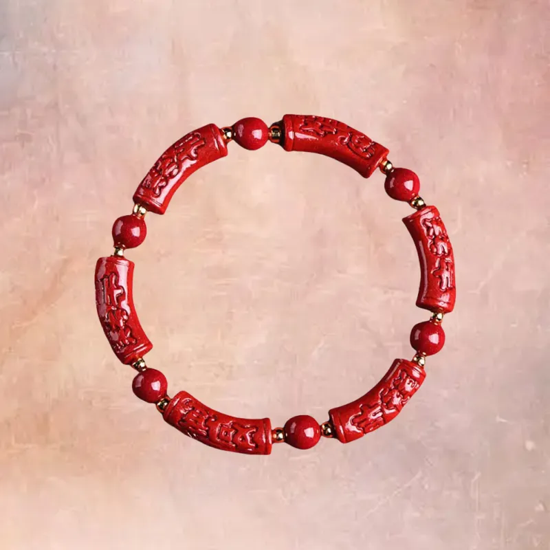 ZUIWENGLANGYASHANWENCHUANG Reconstructed Cinnabar Bracelets Unisex-1