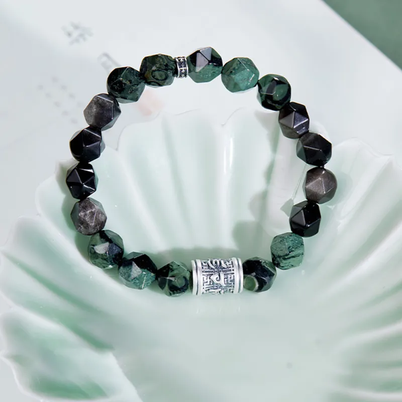 ZUIWENGLANGYASHANWENCHUANG Obsidian Bracelets Unisex-1