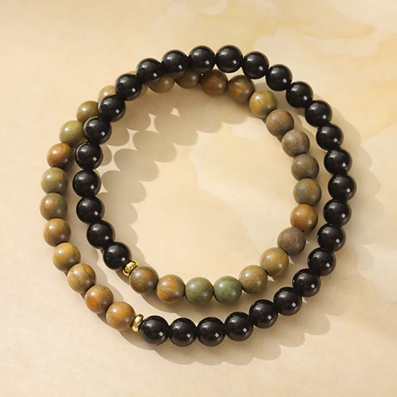 ZUIWENGLANGYASHANWENCHUANG Green Sandalwood Bracelets Unisex-1