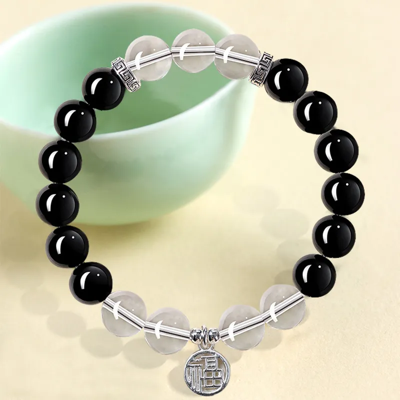 ZUIWENGLANGYASHANWENCHUANG Obsidian Bracelets Unisex-1
