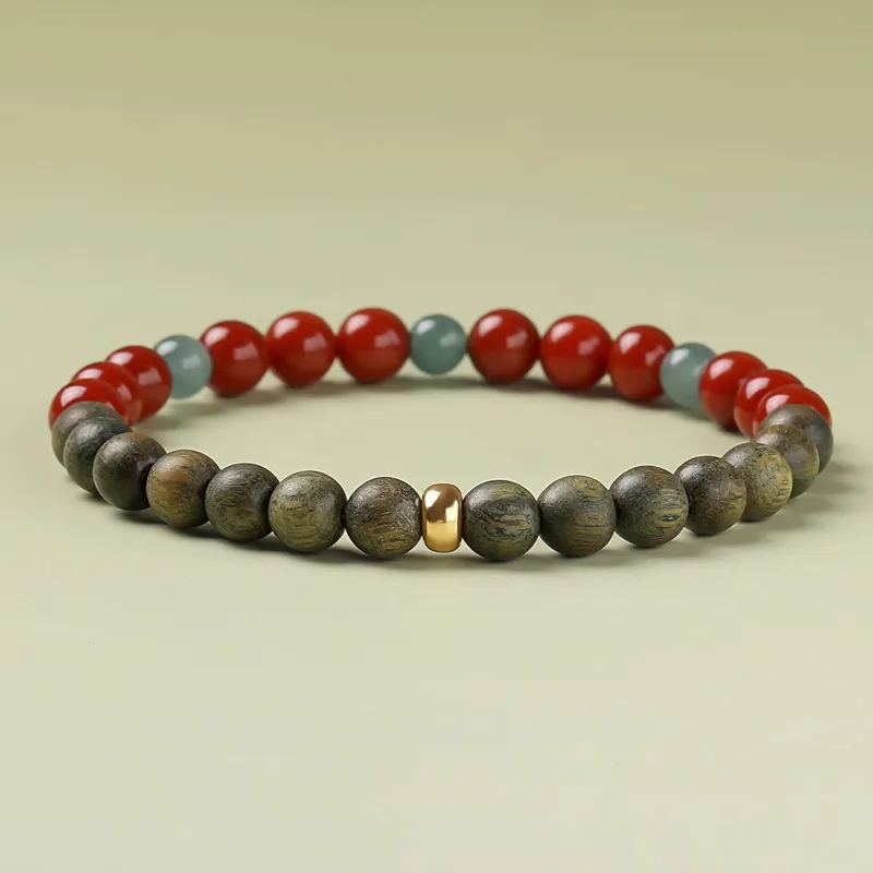 ZUIWENGLANGYASHANWENCHUANG Green Sandalwood Bracelets Unisex-2