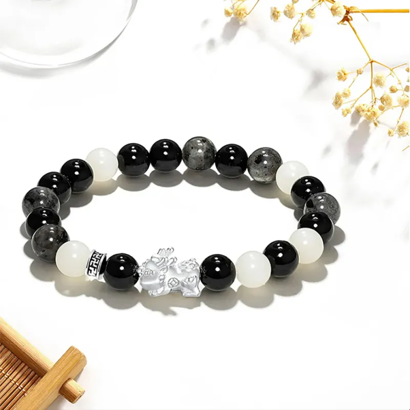 ZUIWENGLANGYASHANWENCHUANG Obsidian Bracelets Unisex-1