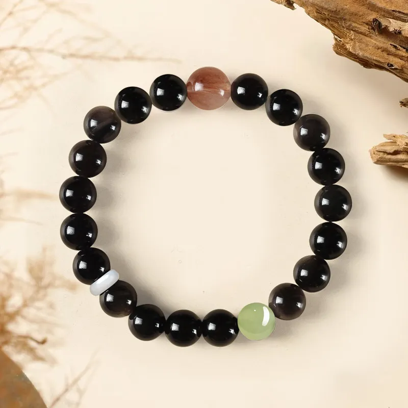 ZUIWENGLANGYASHANWENCHUANG Obsidian Bracelets Unisex-1