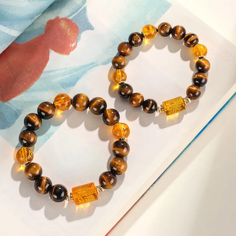 ZUIWENGLANGYASHANWENCHUANG Tiger's Eye Stone Jade Bracelets Unisex-3