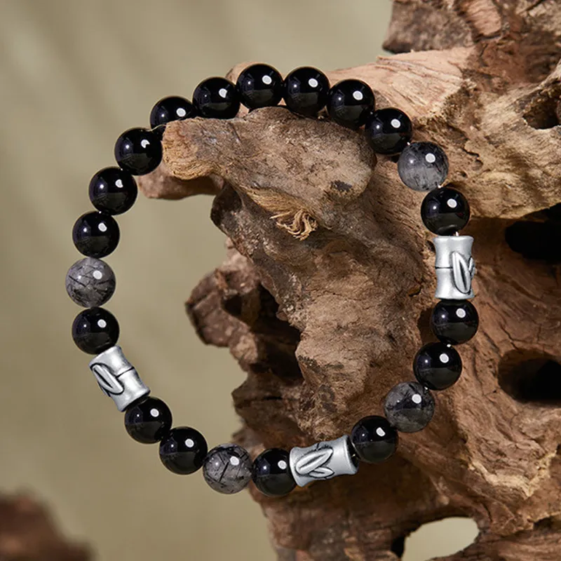 ZUIWENGLANGYASHANWENCHUANG Obsidian Bracelets Unisex-2