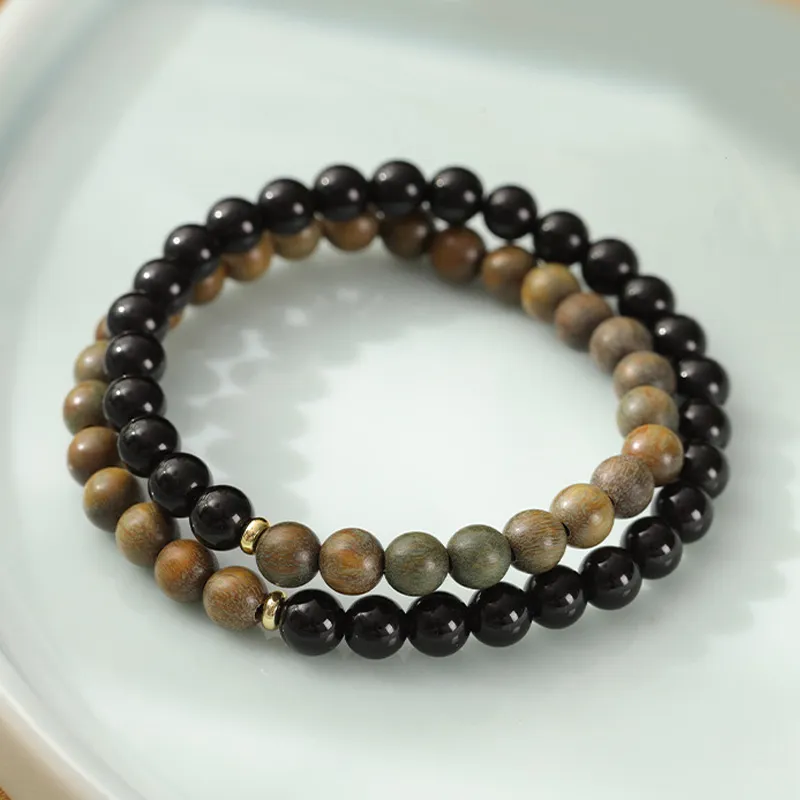 ZUIWENGLANGYASHANWENCHUANG Green Sandalwood Bracelets Unisex-2