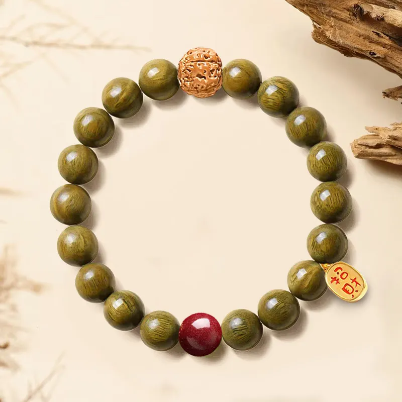 ZUIWENGLANGYASHANWENCHUANG Green Sandalwood Bracelets Unisex-1
