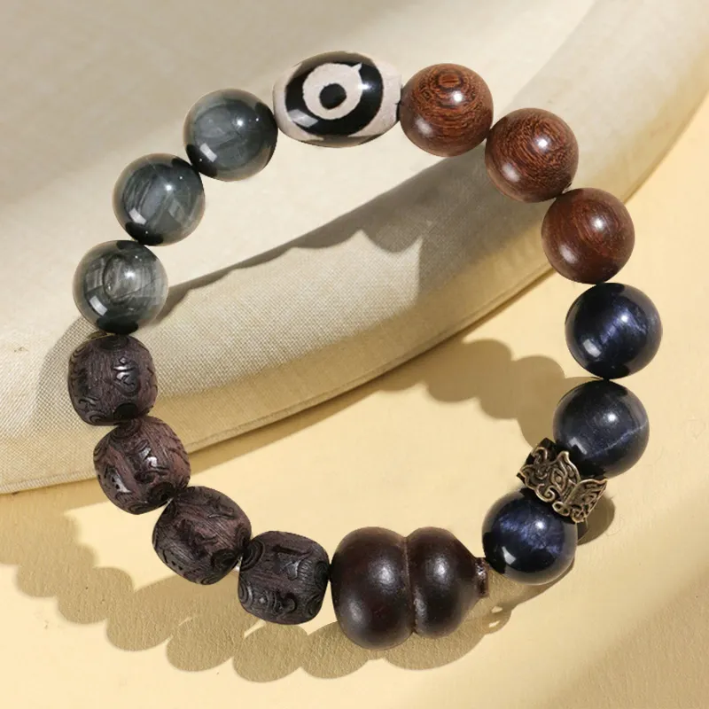 ZUIWENGLANGYASHANWENCHUANG Golden Sandalwood Bracelets Unisex-1