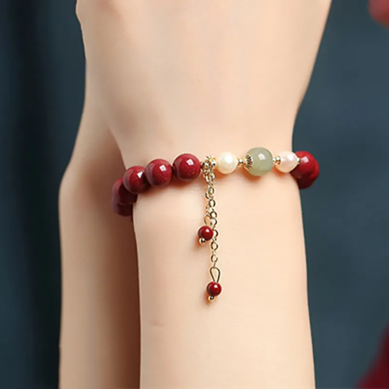 ZUIWENGLANGYASHANWENCHUANG Cinnabar Bracelets Unisex-3