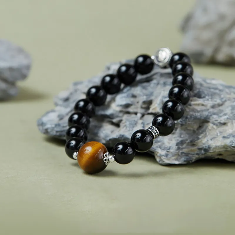 ZUIWENGLANGYASHANWENCHUANG Obsidian Bracelets Unisex-2