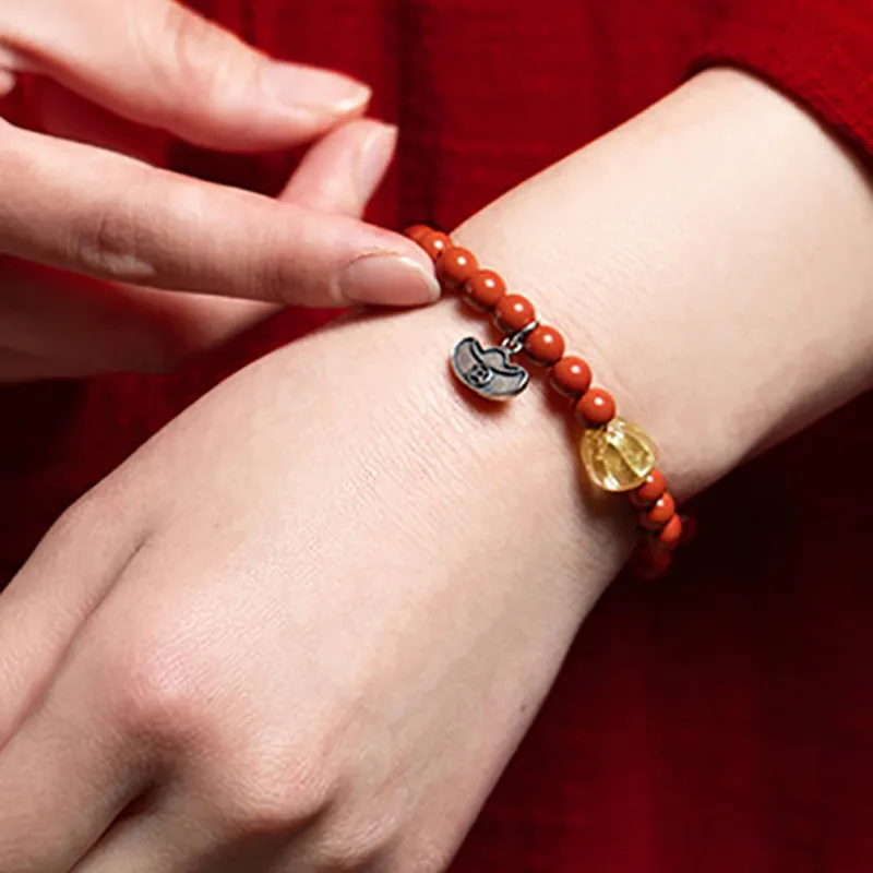 ZUIWENGLANGYASHANWENCHUANG Cinnabar Bracelets Unisex-3