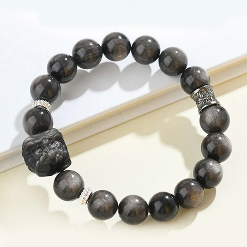 ZUIWENGLANGYASHANWENCHUANG Obsidian Bracelets Unisex-1