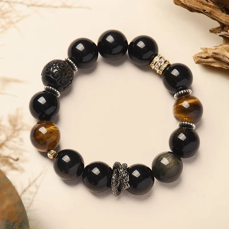 ZUIWENGLANGYASHANWENCHUANG Obsidian Bracelets Men's-1
