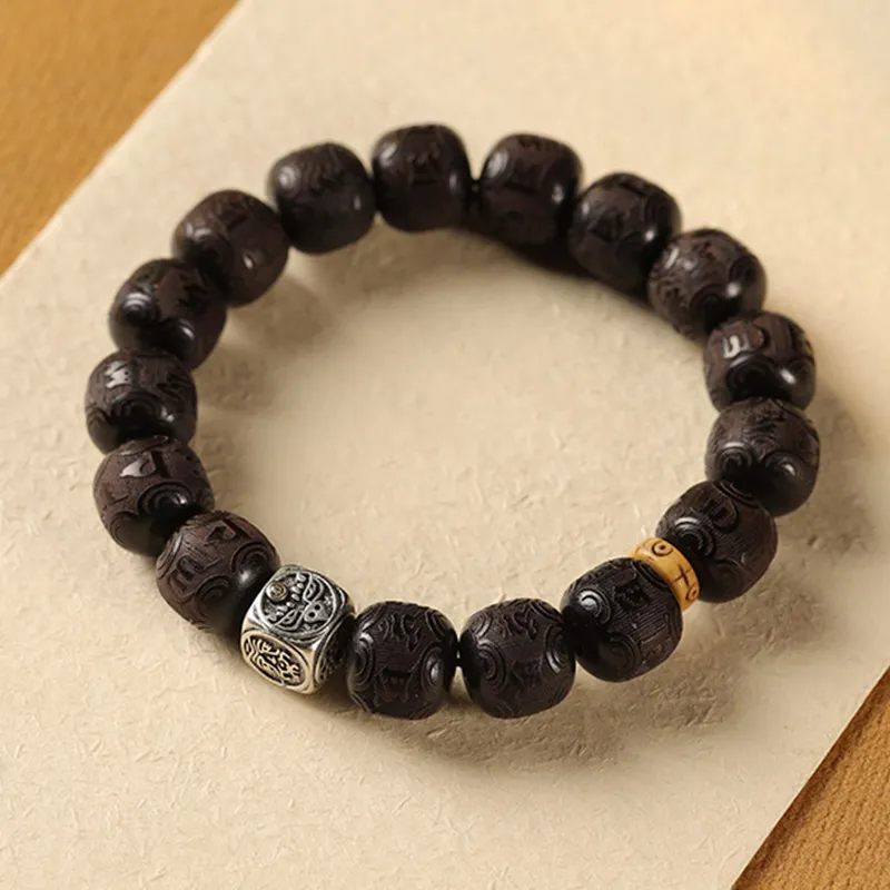 ZUIWENGLANGYASHANWENCHUANG Ebony Wooden Bracelets Men's-2