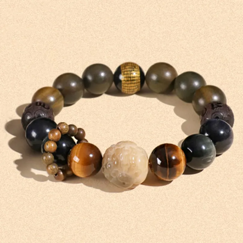 ZUIWENGLANGYASHANWENCHUANG Green Sandalwood Bracelets Unisex-2