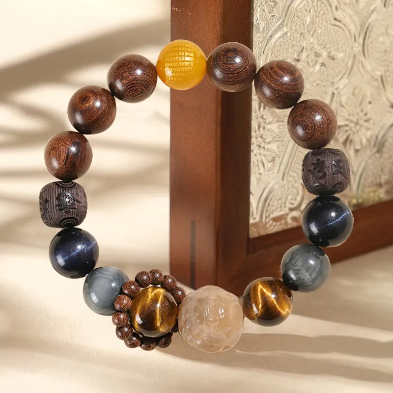 ZUIWENGLANGYASHANWENCHUANG Golden Sandalwood Bracelets Unisex-2