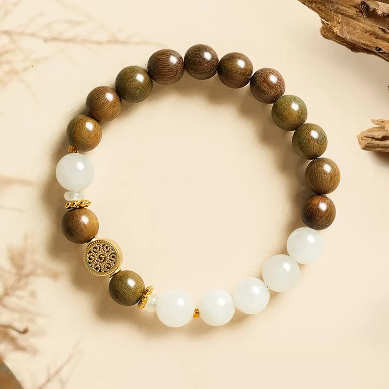 ZUIWENGLANGYASHANWENCHUANG Green Sandalwood Bracelets Unisex-1