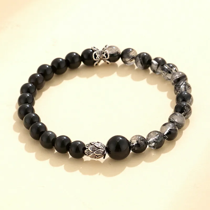 ZUIWENGLANGYASHANWENCHUANG Obsidian Bracelets Unisex-5