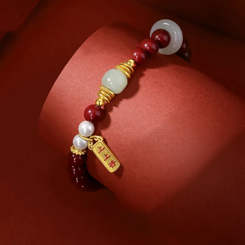 ZUIWENGLANGYASHANWENCHUANG Reconstructed Cinnabar Bracelets Unisex-2