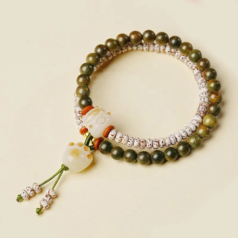 ZUIWENGLANGYASHANWENCHUANG Green Sandalwood Bracelets Unisex-2