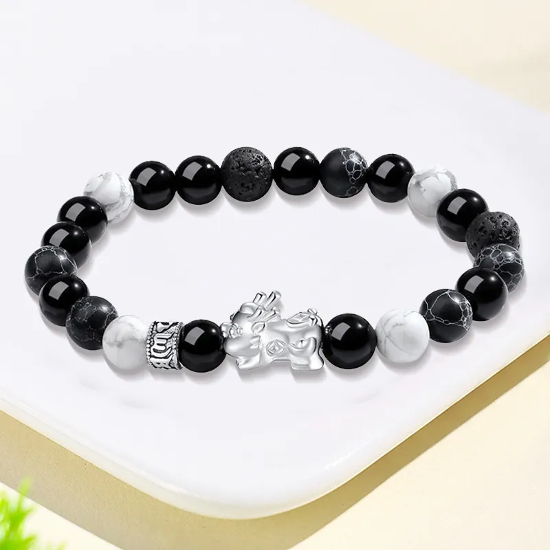 ZUIWENGLANGYASHANWENCHUANG Obsidian Bracelets Unisex-2