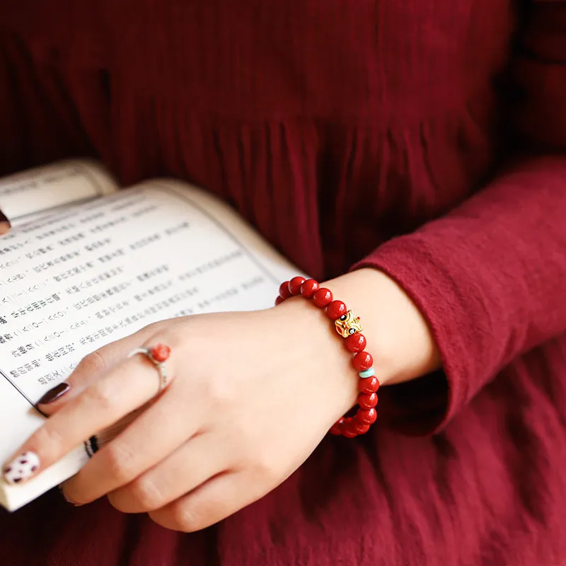 ZUIWENGLANGYASHANWENCHUANG Cinnabar Bracelets Unisex-2
